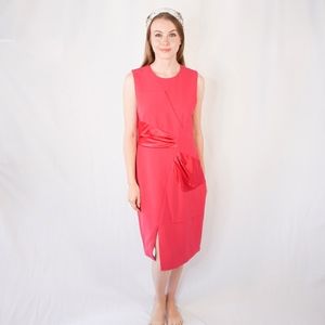 PRABAL GURUNG Wool and Silk Fuchsia Dress Midi